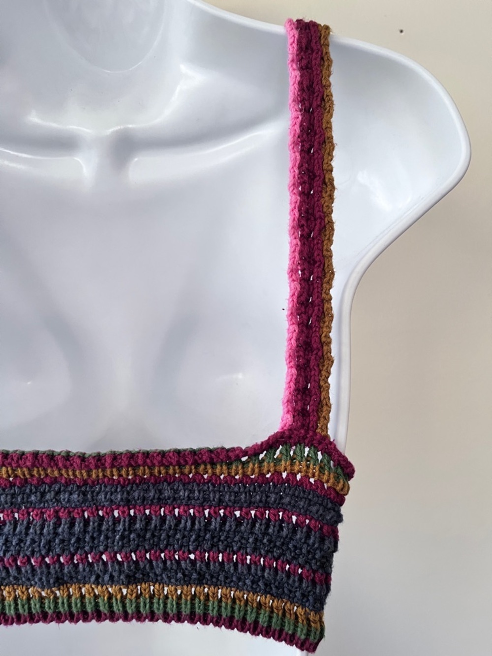 Zara Blue Crochet Boho Bikini Top Size M - Picture 8 of 9
